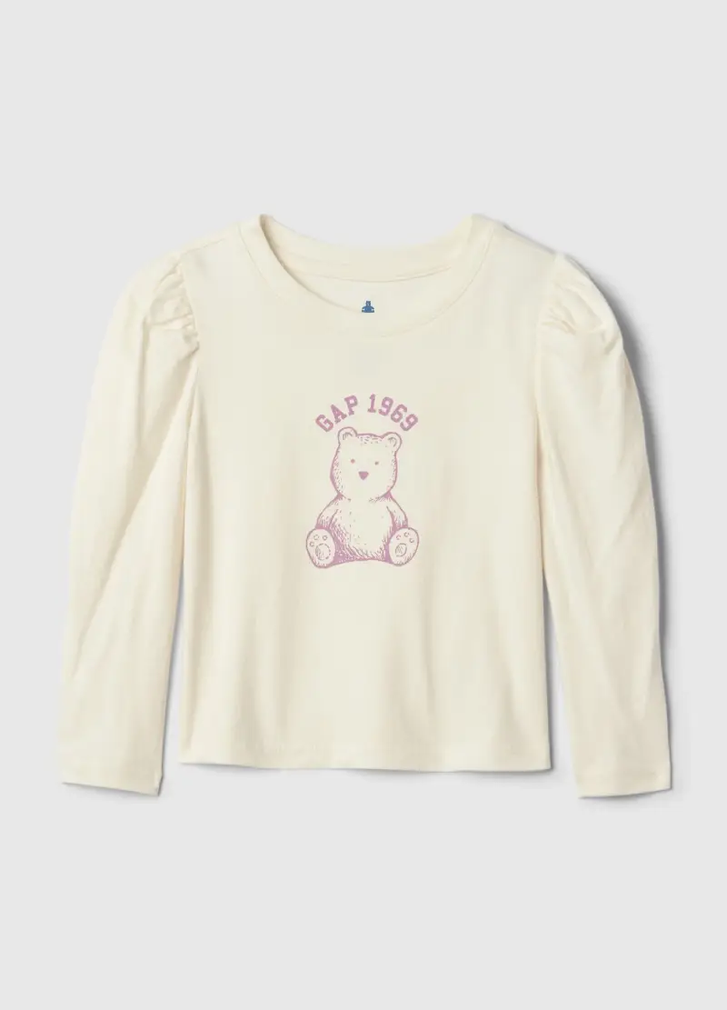 Gap Kids Maglia Unisex Bianco con Stampa Orsetto