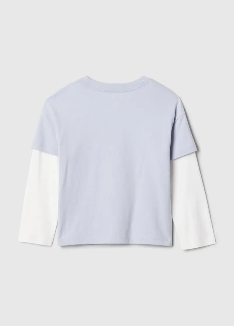 T-shirt In Cotone Con Stampa Disney Topolino, Unisex, Azzurro miniatura 2