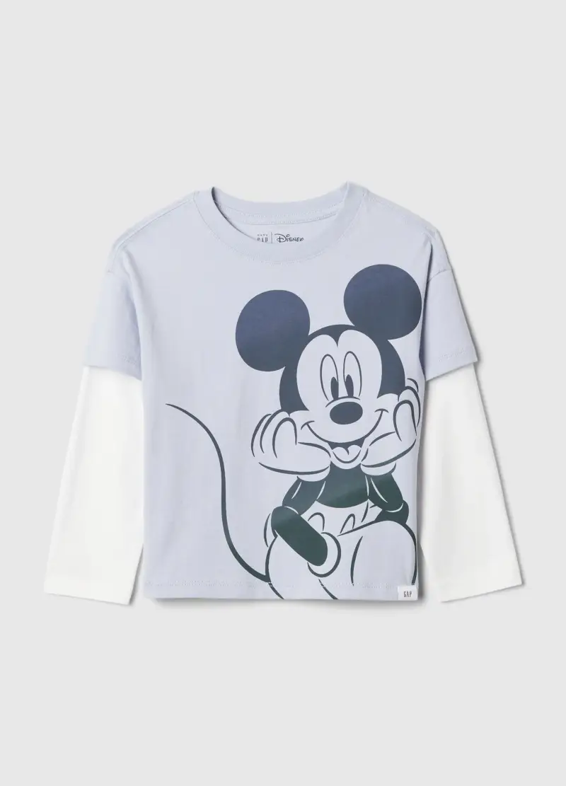 T-shirt In Cotone Con Stampa Disney Topolino, Unisex, Azzurro