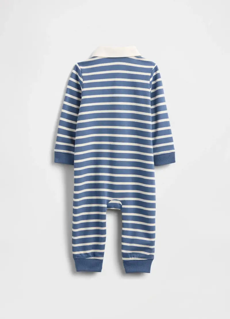 Tuta Blu In Cotone A Righe, Unisex, Blu miniatura 2