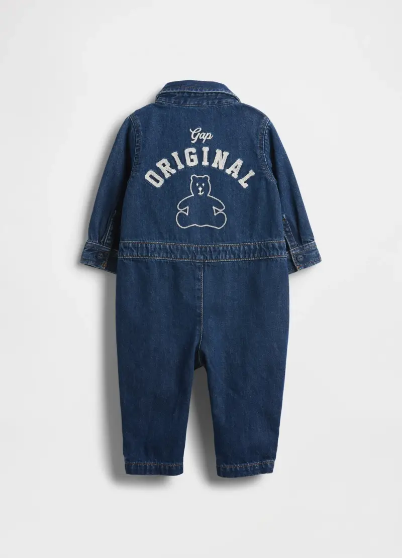 Tutina Blu In Cotone, Unisex, Blu miniatura 2