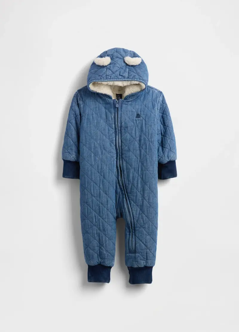 Tutina Imbottita In Denim, Unisex, Blu