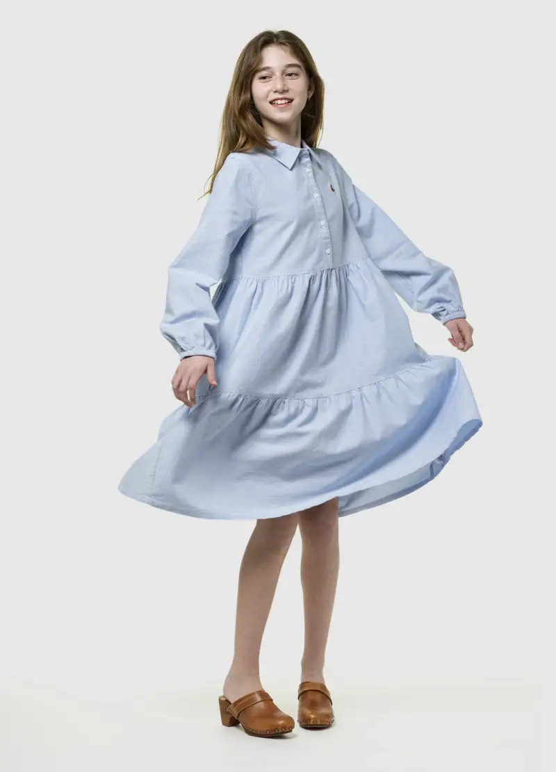 Vestito A Balze, Bambina, Azzurro miniatura 2