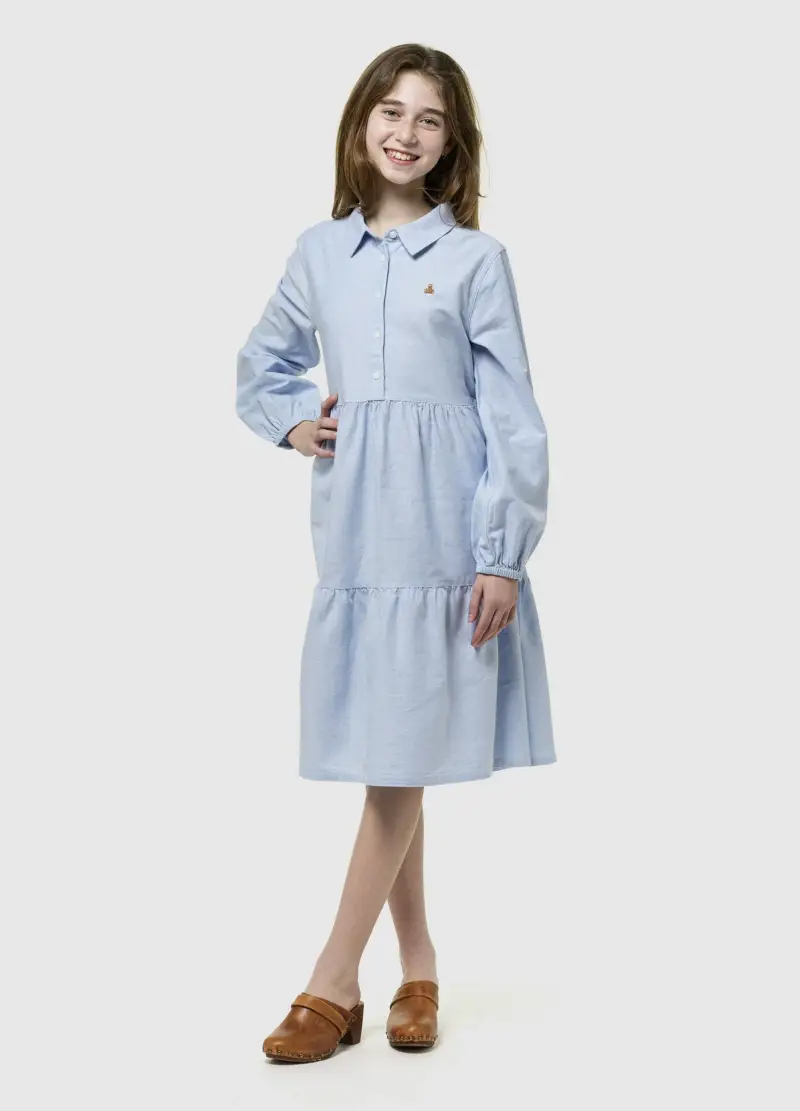 Vestito A Balze, Bambina, Azzurro