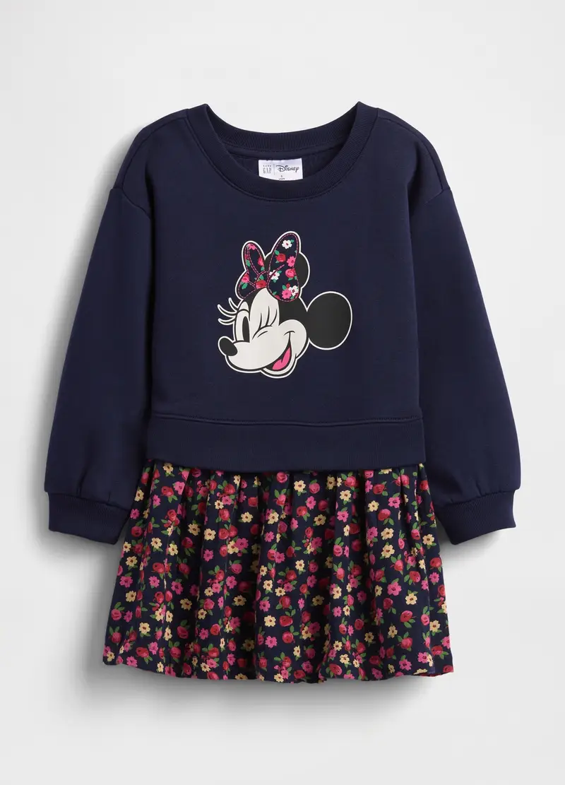 Vestito Blu Con Stampa Minnie E Gonna Floreale, Unisex, Bianco miniatura 2
