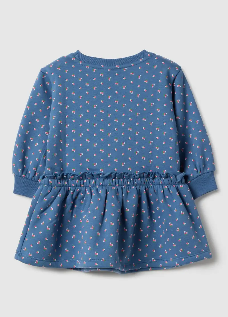 Vestito Blu Da Bambina In Misto Cotone Regular Fit Con Stampa Floreale, Unisex, Blu miniatura 2