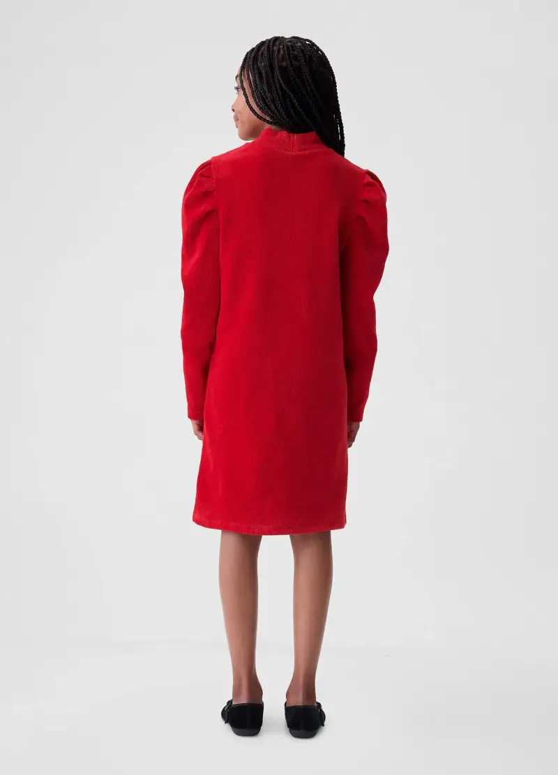 Vestito In Corduroy Con Maniche A Palloncino, Bambina, Rosso miniatura 2