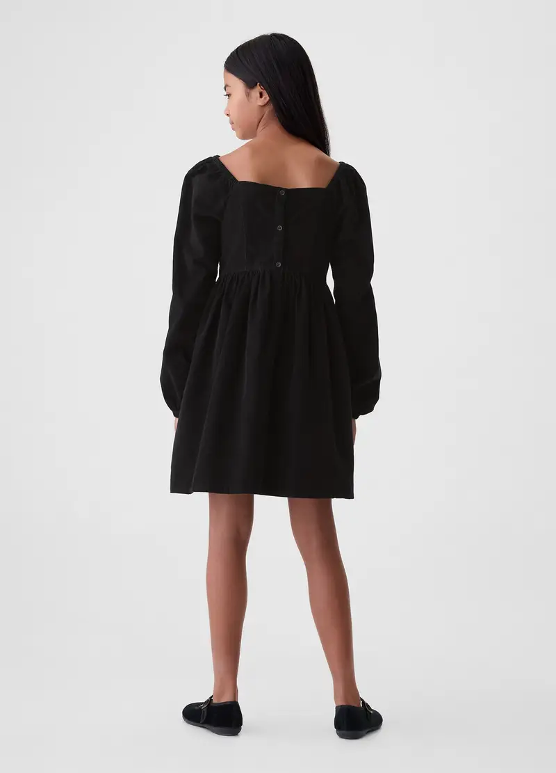 Vestito In Cotone Con Maniche A Sbuffo, Bambina, Nero miniatura 2