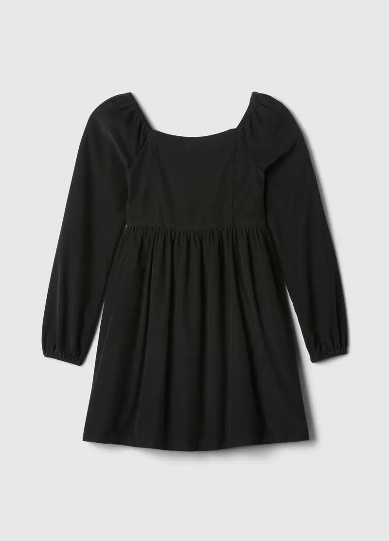 Vestito In Cotone Con Maniche A Sbuffo, Bambina, Nero miniatura 3