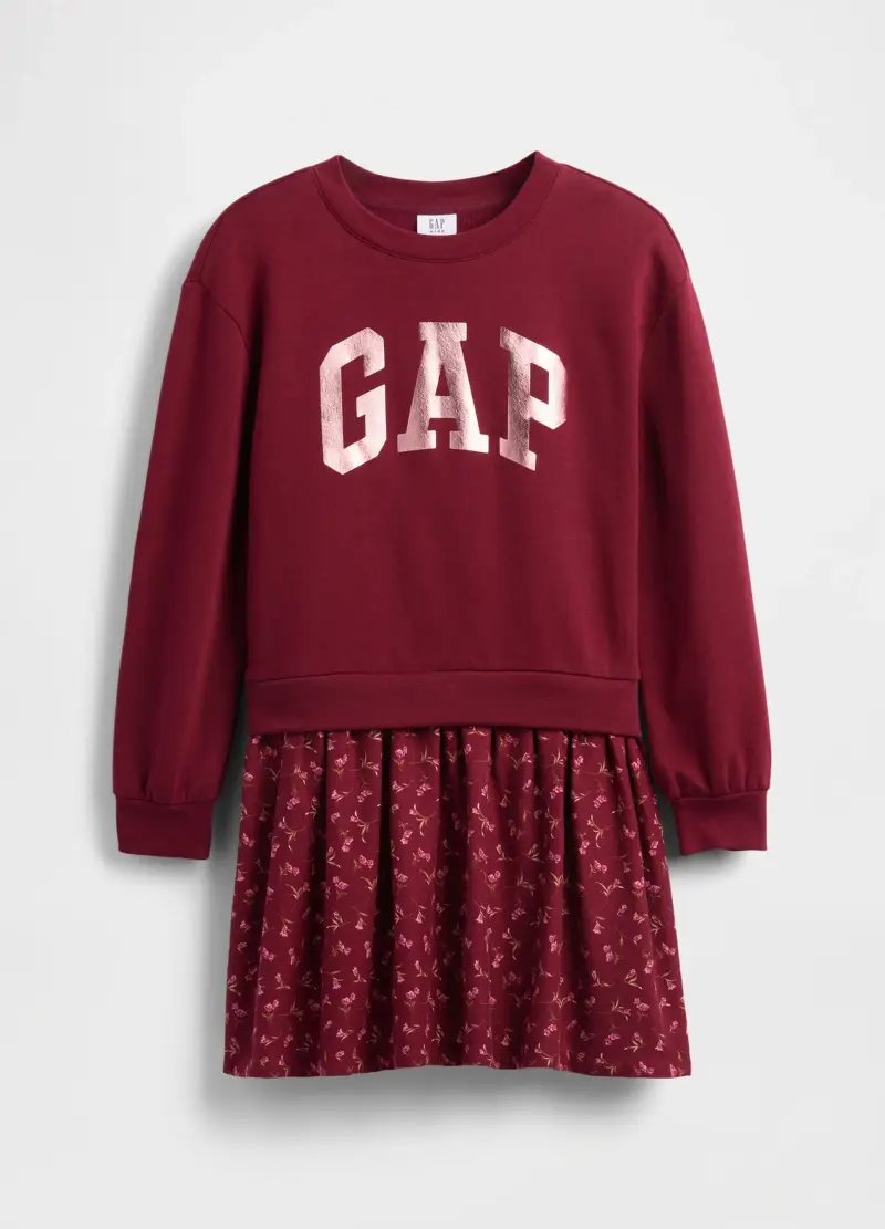 Vestito Rosso Per Bambina Con Scollo Rotondo, Bianco miniatura 3