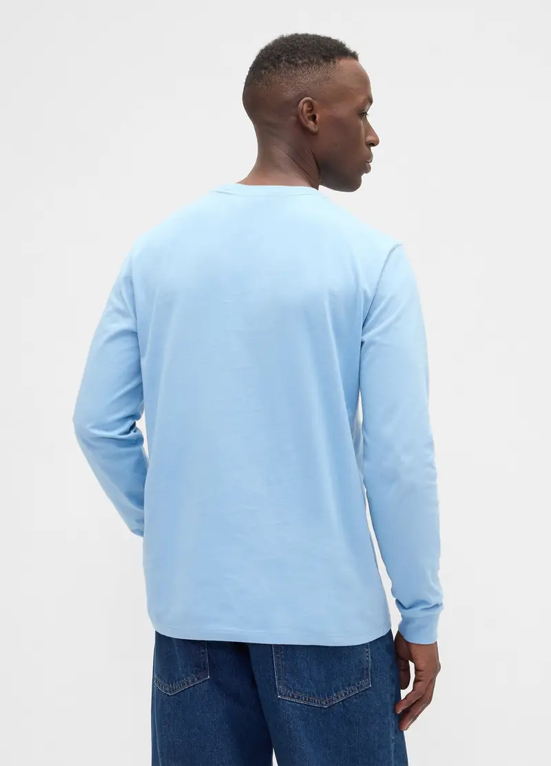 Gap Maglia A Maniche Lunghe In Cotone Uomo Azzurro miniatura 2