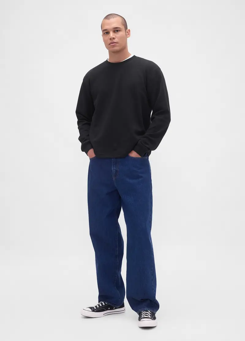 Maglia A Maniche Lunghe Nera Elasticizzata, Uomo, Nero miniatura 3