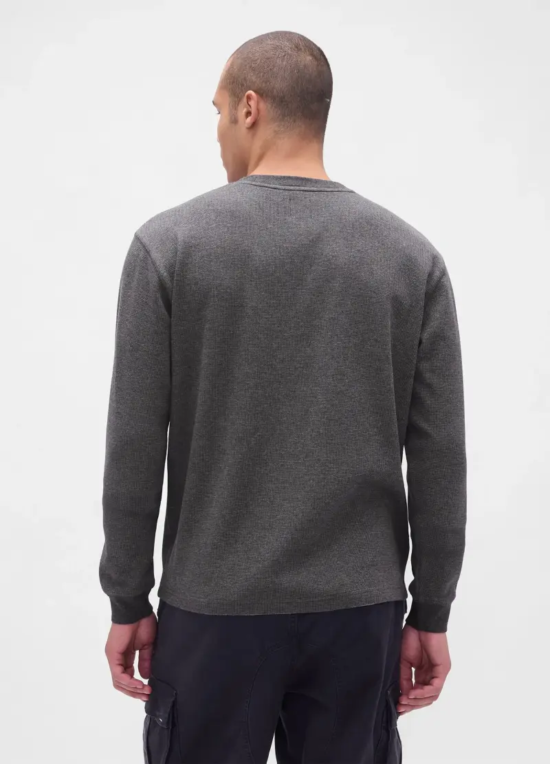 Maglia Grigia Elasticizzata A Maniche Lunghe, Uomo, Grigio miniatura 2