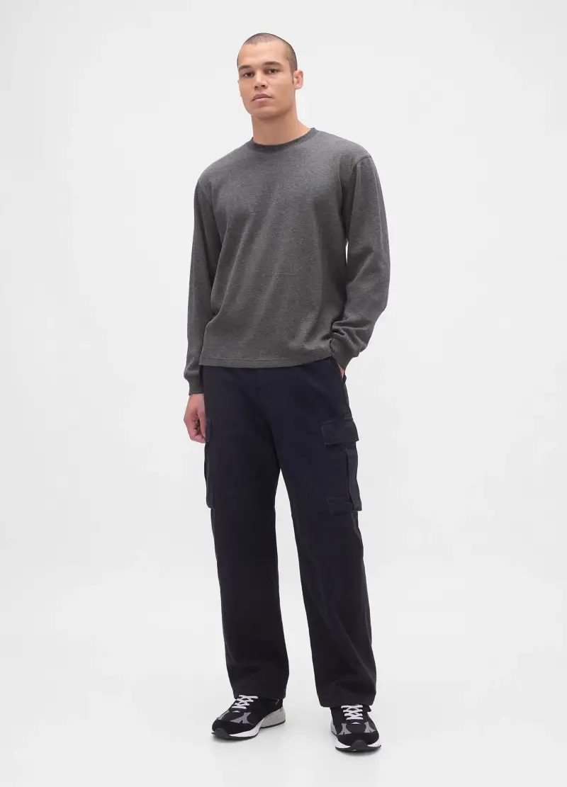 Maglia Grigia Elasticizzata A Maniche Lunghe, Uomo, Grigio miniatura 3