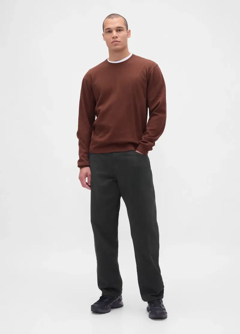 Maglia Marrone Elasticizzata A Maniche Lunghe, Uomo, Marrone miniatura 3