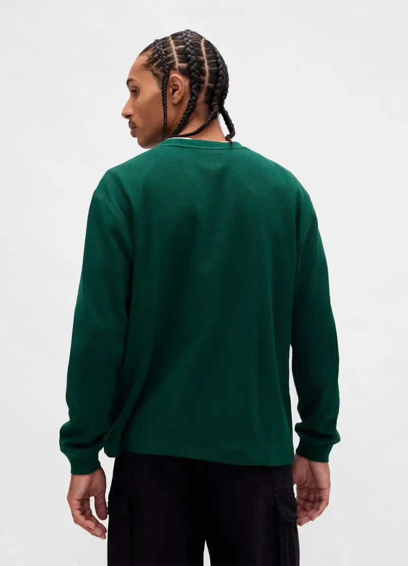 Maglia Verde Elasticizzata A Maniche Lunghe, Uomo, Verde miniatura 3