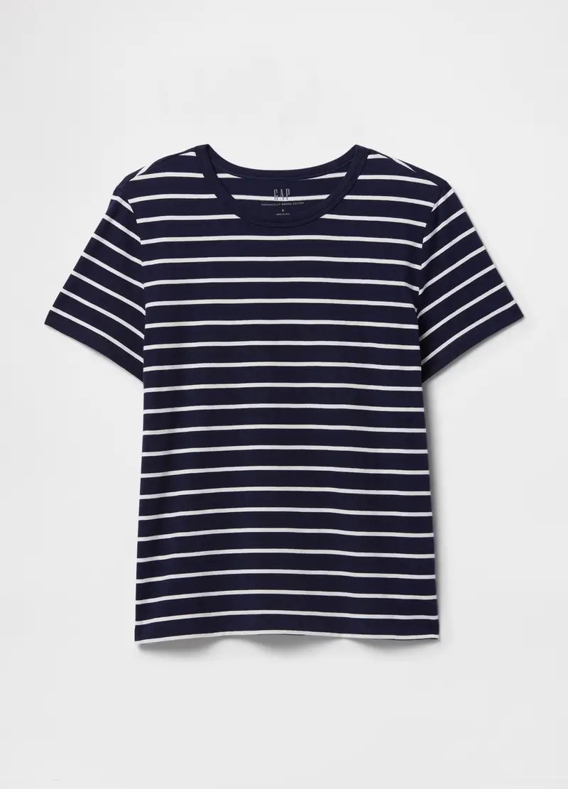 GAP, Maglietta A Righe Blu E Bianco In Puro Cotone, Donna, Blu, Taglia: XS miniatura 3