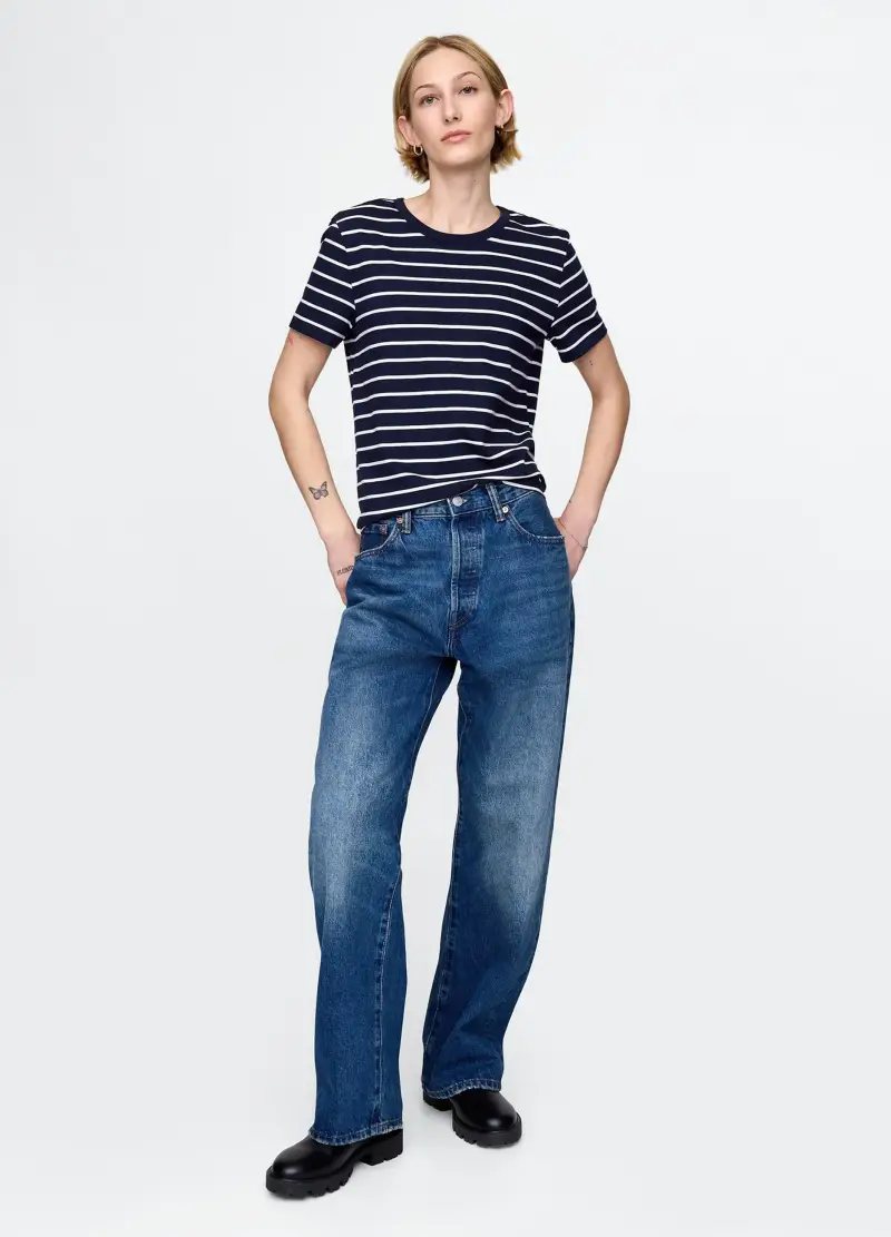 Maglietta A Righe, Donna, Blu miniatura 2