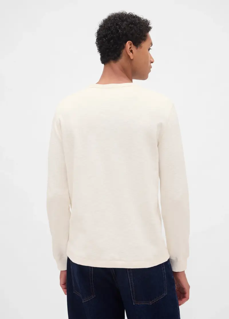 Maglietta Manica Lunga Bianca In Cotone, Uomo Adult miniatura 2