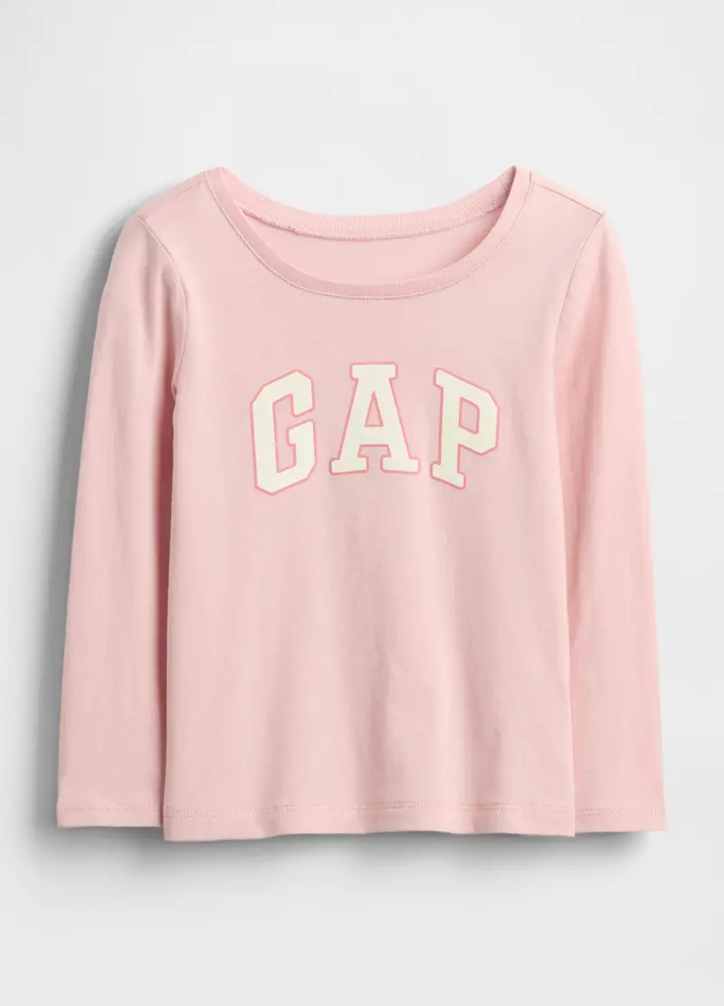 Maglietta rosa a maniche lunghe in cotone, Bambina, Rosa