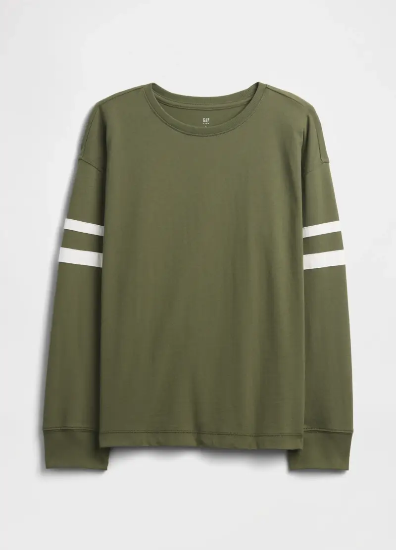 Maglietta verde a manica lunga in cotone, Bambino, Verde