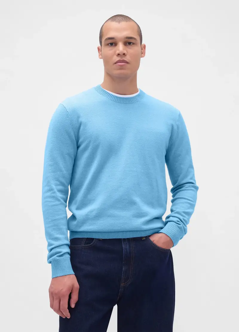 Maglione Azzurro In Cotone Misto, Uomo, Denim miniatura 2