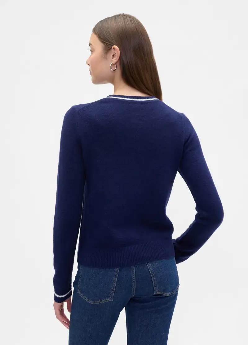 Maglione Blu In Misto Cotone, Donna, Blu miniatura 2