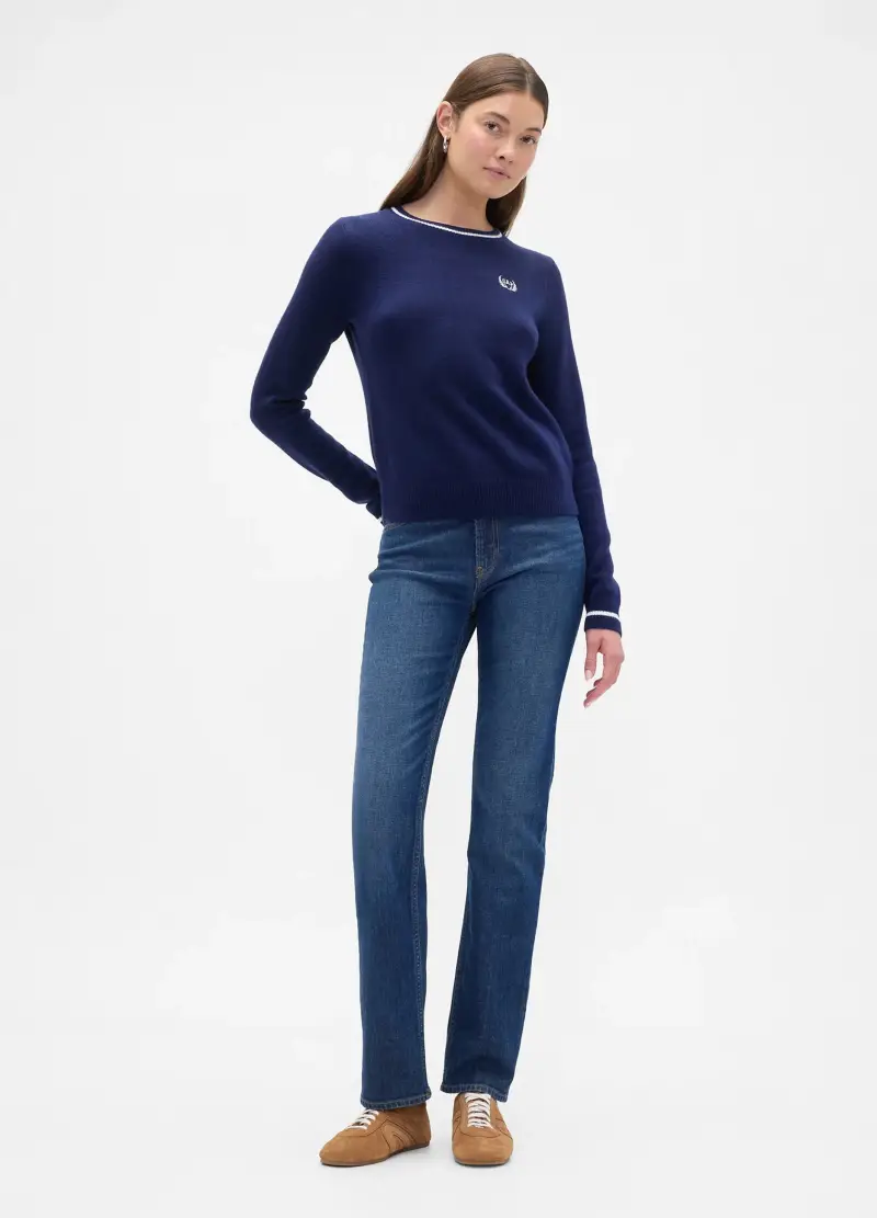 Maglione Blu In Misto Cotone, Donna, Blu miniatura 3