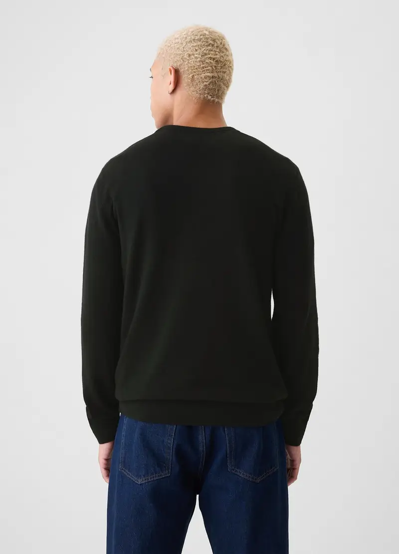 Maglione Cashsoft Girocollo In Misto Cotone, Uomo, Nero miniatura 3