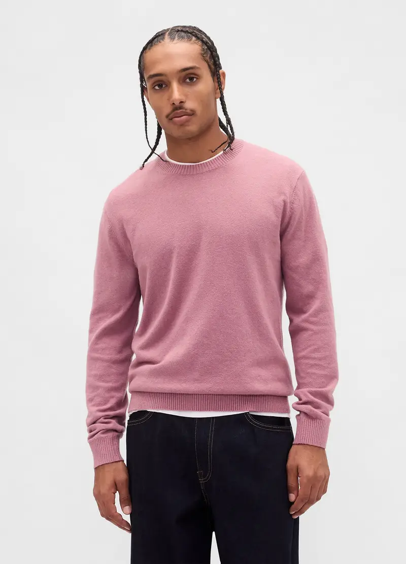 Maglione Cashsoft Girocollo In Misto Cotone, Uomo, Rosa