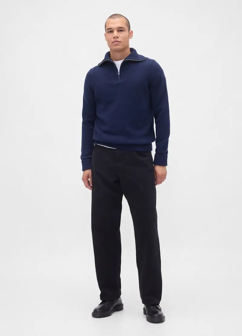 Maglione Cashsoft In Misto Cotone Con Zip, Uomo, Blu miniatura 3