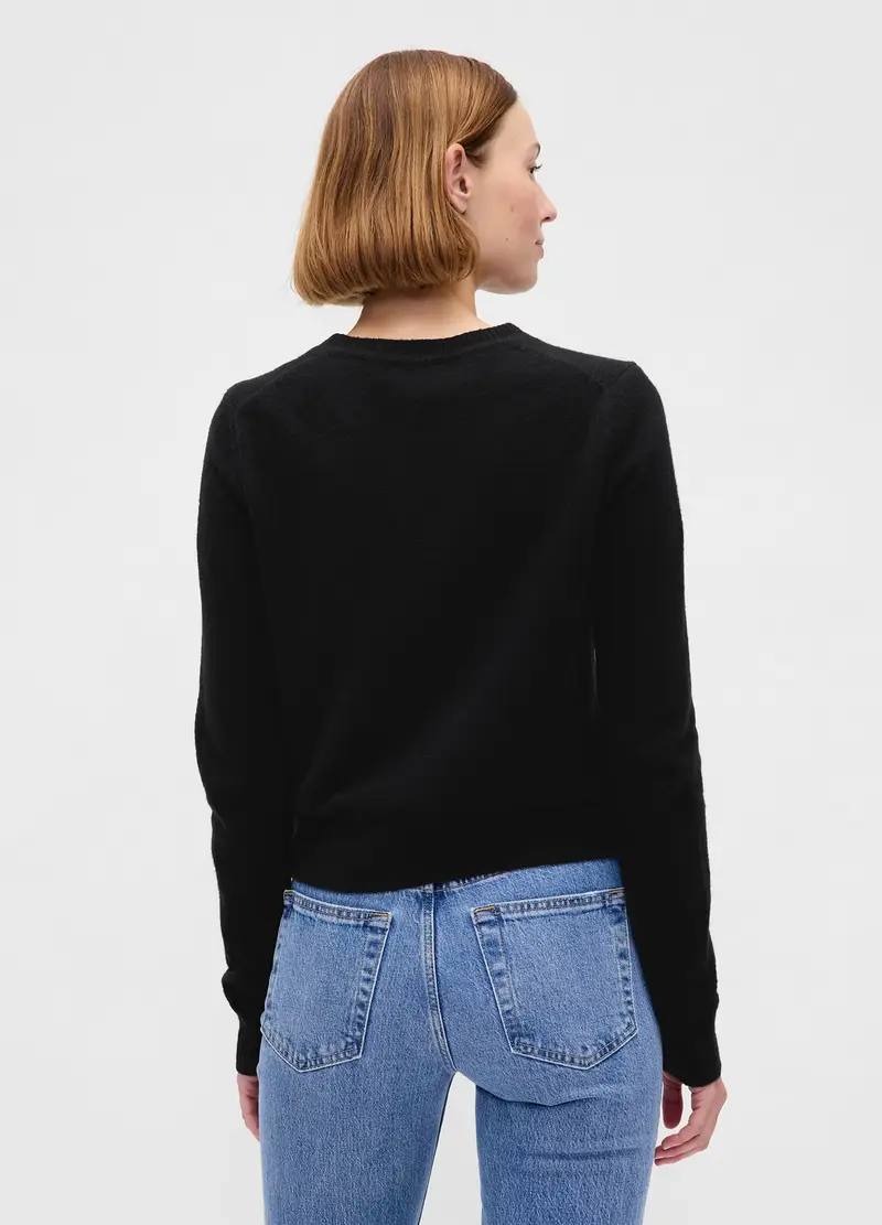 Maglione Cashsoft In Misto Cotone E Acrilico, Donna, Nero miniatura 2