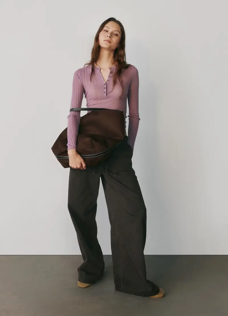 Maglione Con Bottoni, Donna, Viola