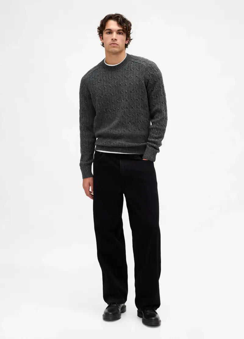 Maglione Grigio In Lana E Poliammide, Uomo, Nero