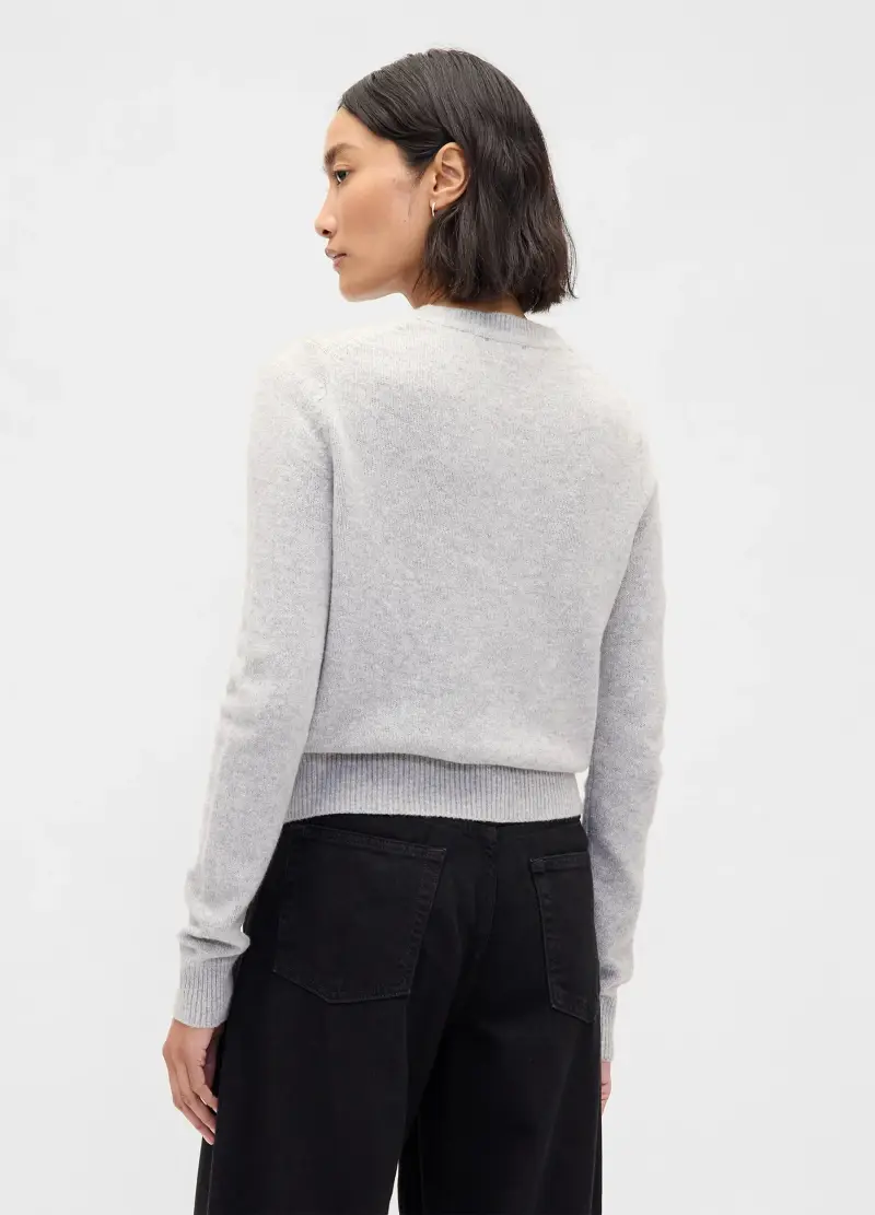 Maglione Grigio In Misto Cotone, Donna, Bianco miniatura 2