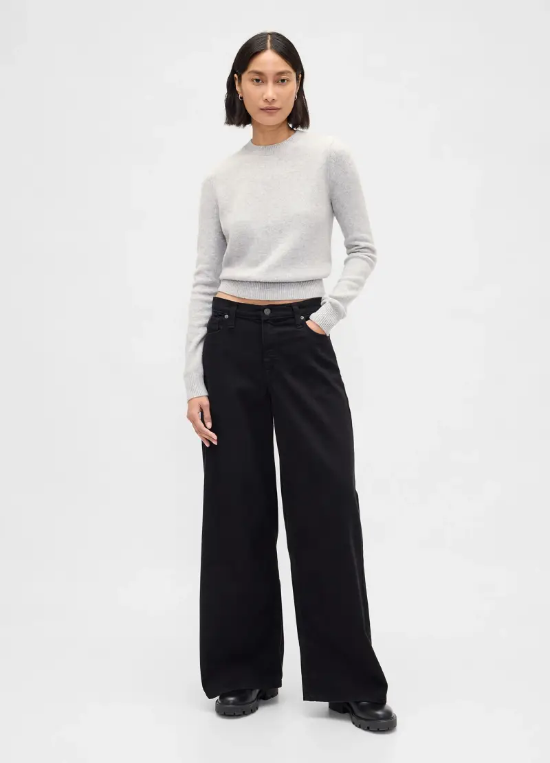 Maglione Grigio In Misto Cotone, Donna, Bianco miniatura 3