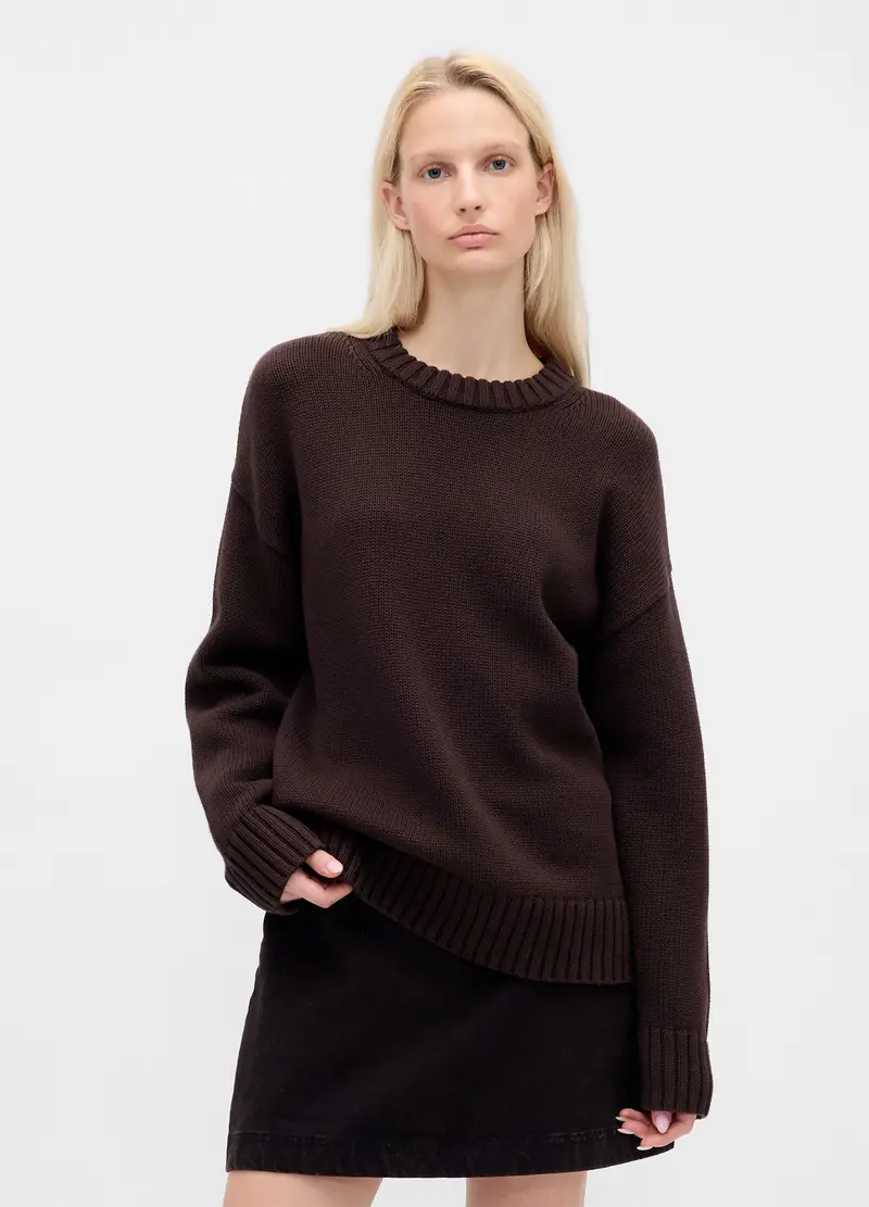 Maglione In Cotone, Donna, Marrone