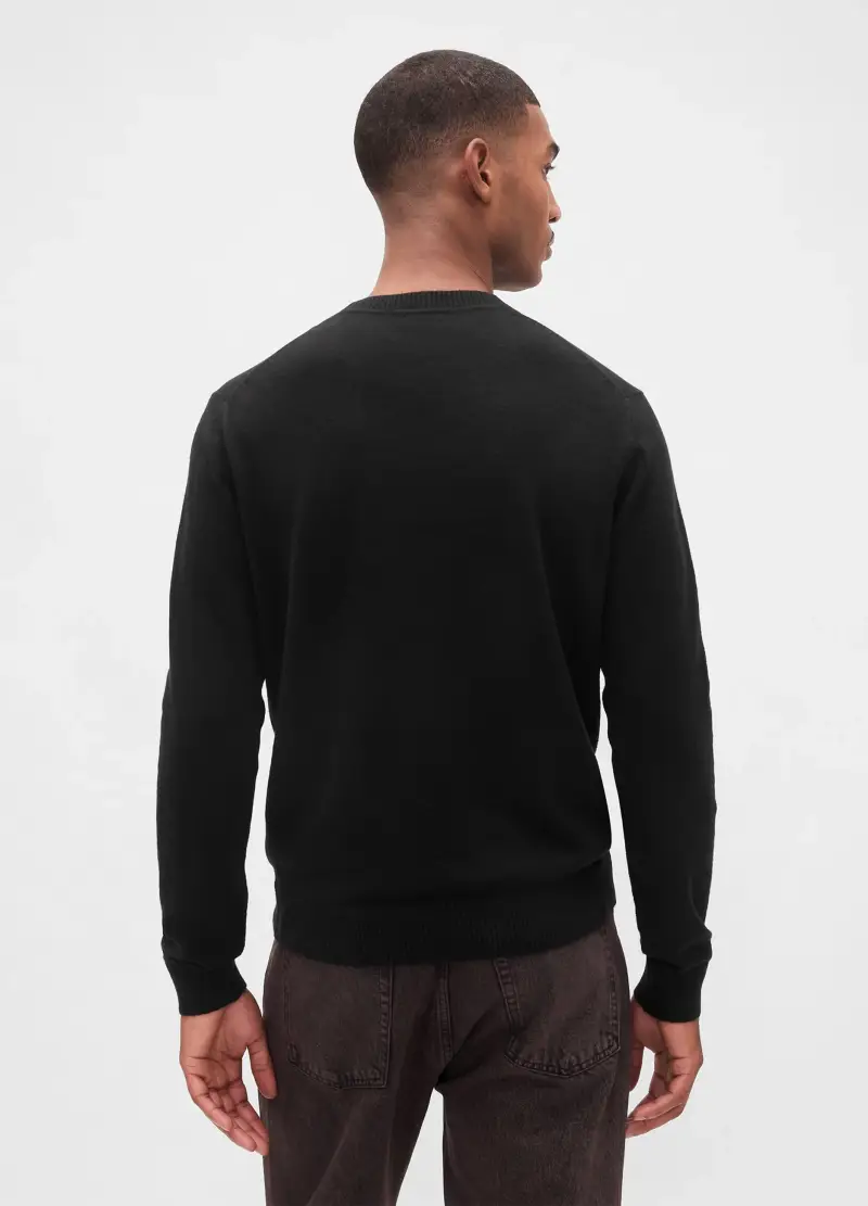 Maglione In Cotone Misto, Uomo, Nero miniatura 3