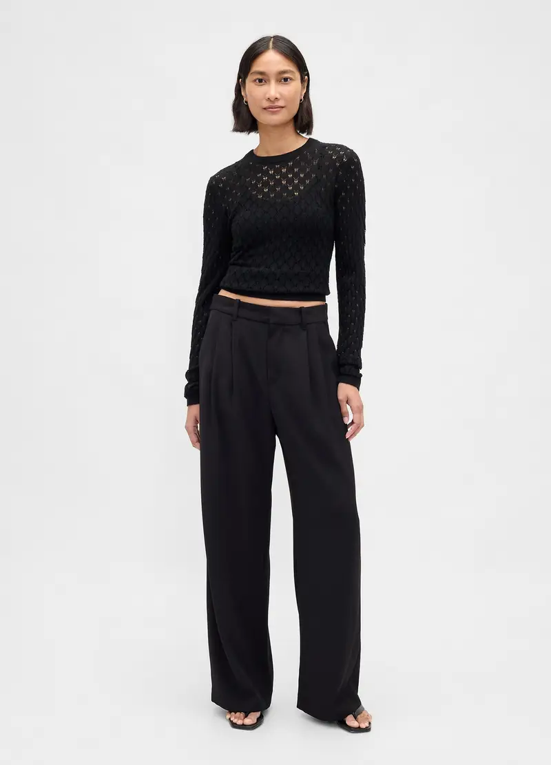 Maglione Nero Traforato, Donna, Nero miniatura 3