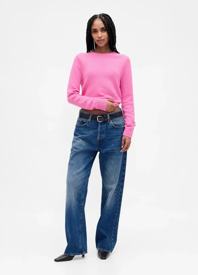 Maglione Rosa In Misto Cotone, Donna, Rosa miniatura 3