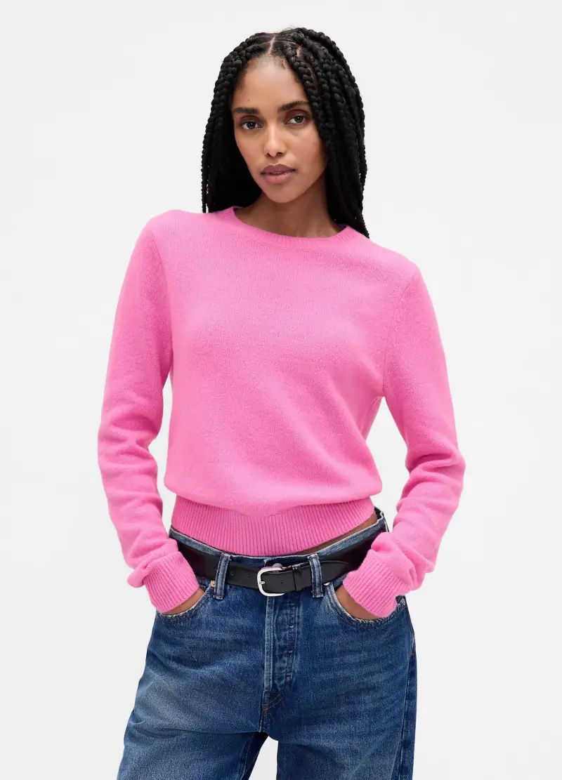 Maglione Rosa In Misto Cotone, Donna, Rosa