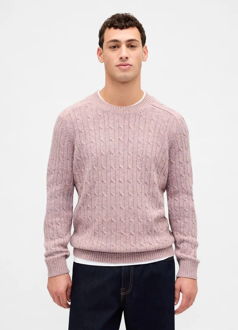 Maglione Rosa In Misto Lana, Uomo, Rosa miniatura 2