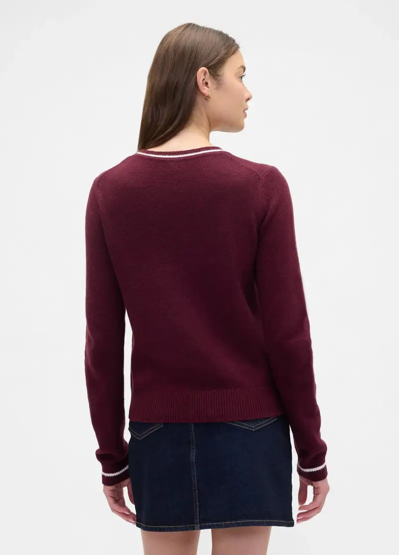 Maglione Rosso In Misto Filati, Donna, Rosso miniatura 2