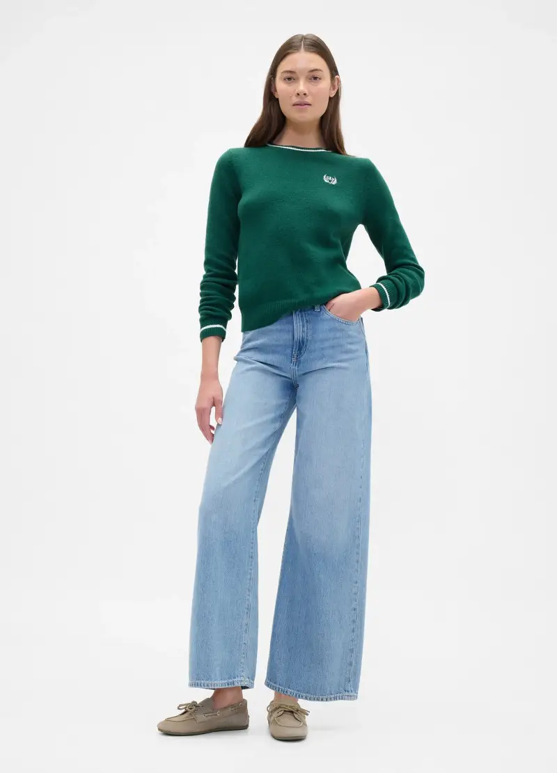 Maglione Verde A Girocollo, Donna, Verde miniatura 3