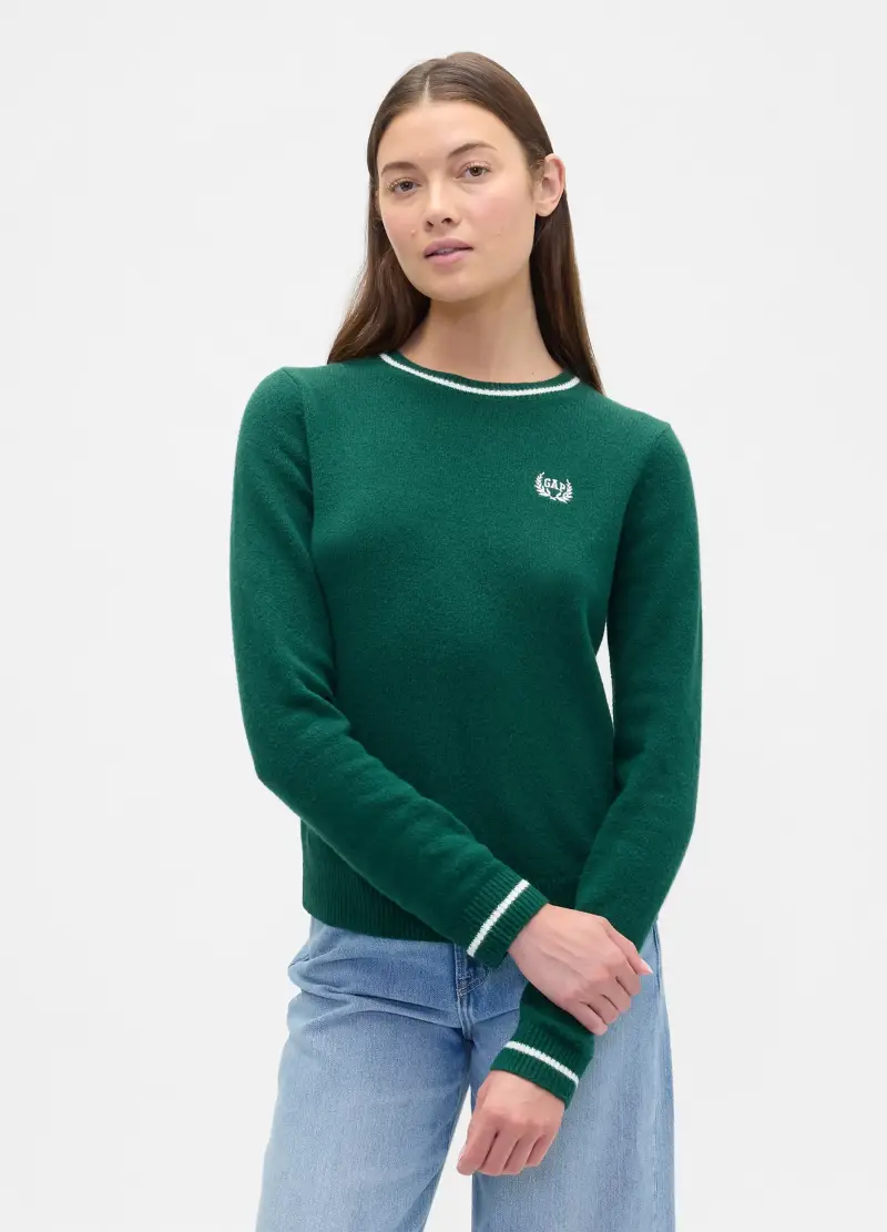 Maglione Verde A Girocollo, Donna, Verde