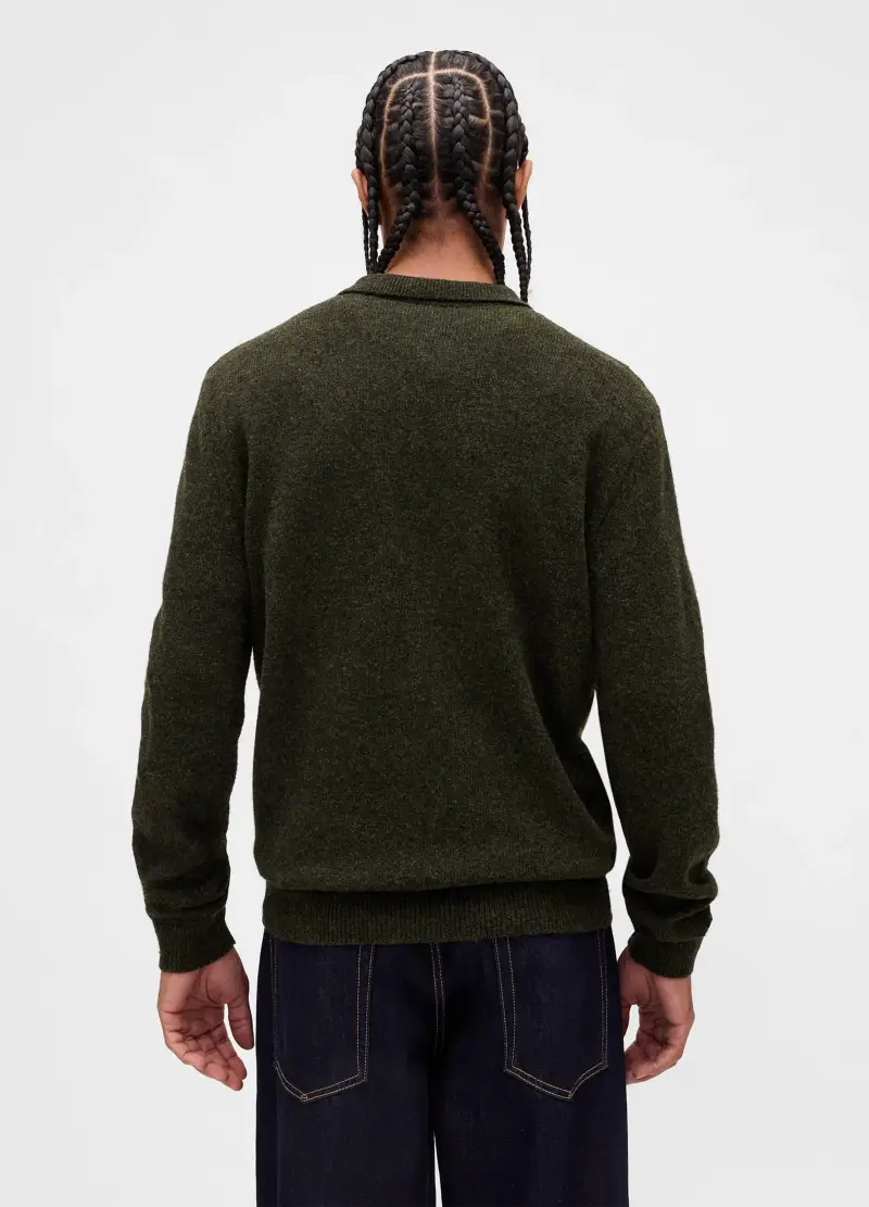 Maglione Verde In Lana, Uomo, Nero miniatura 2