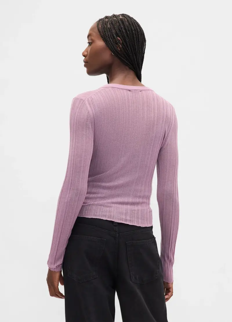 Maglione Viola In Misto Acrilico, Donna, Grigio miniatura 3