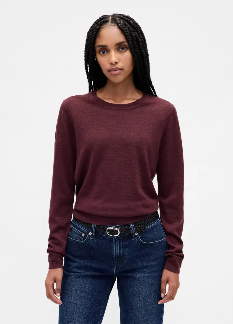 Maglione Viola In Puro Lana, Donna, Rosso