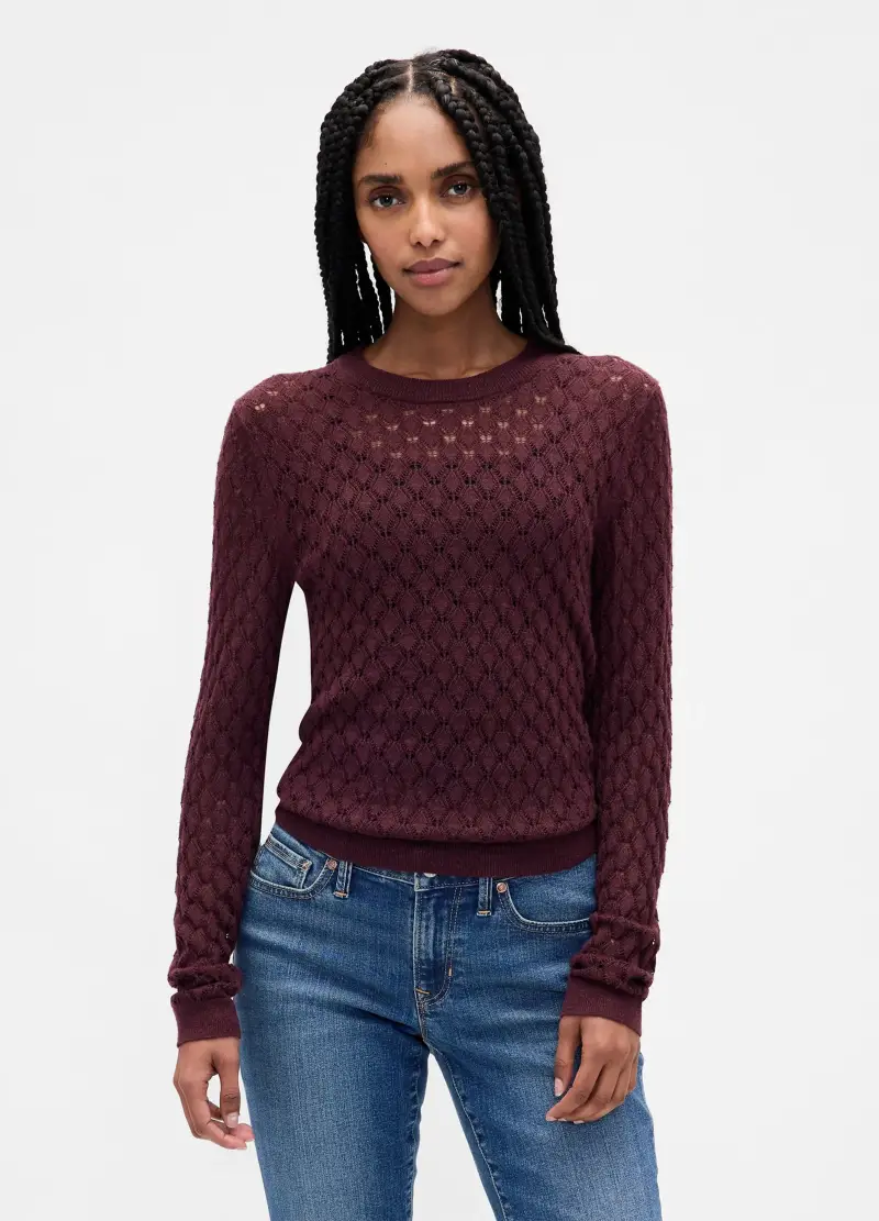 Maglione Viola Traforato, Donna, Rosso