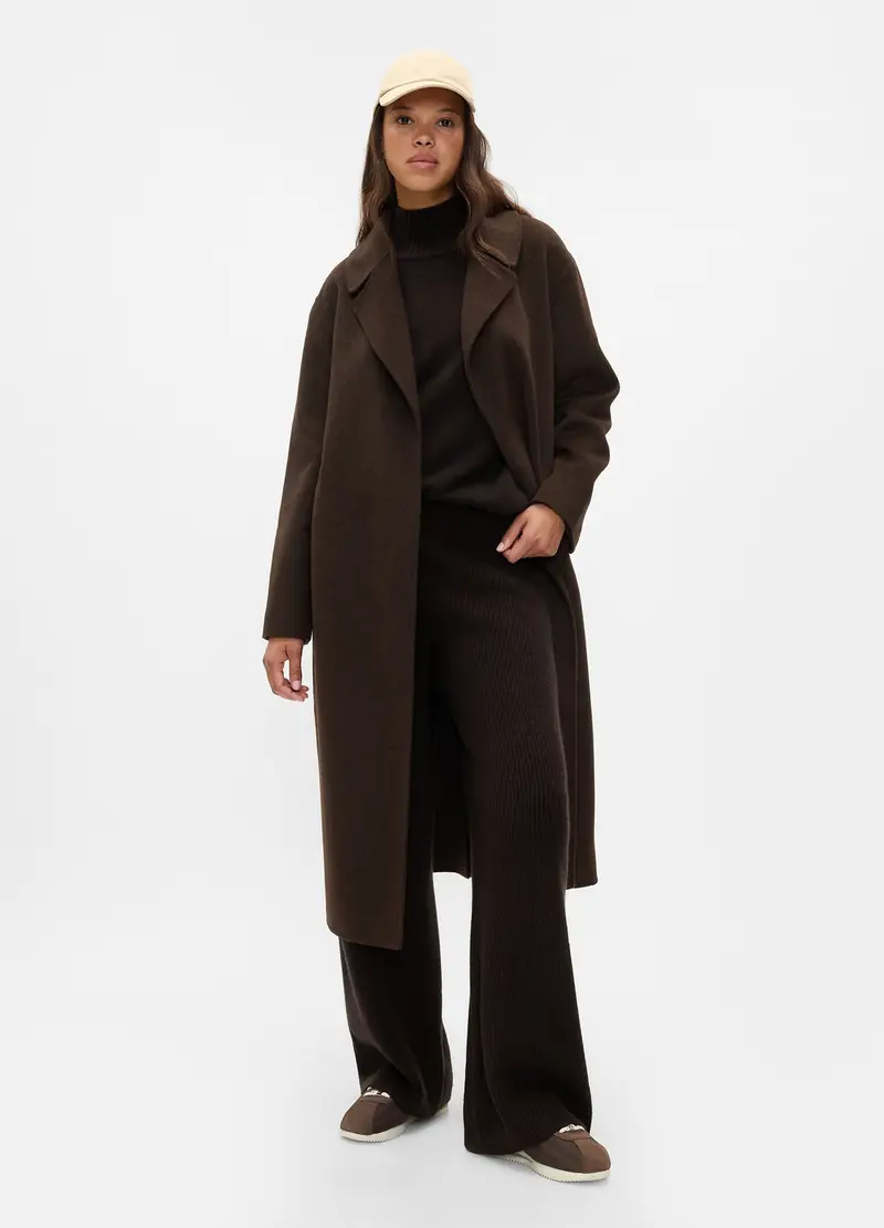 Pantalone A Gamba Larga A Costine, Donna, Marrone